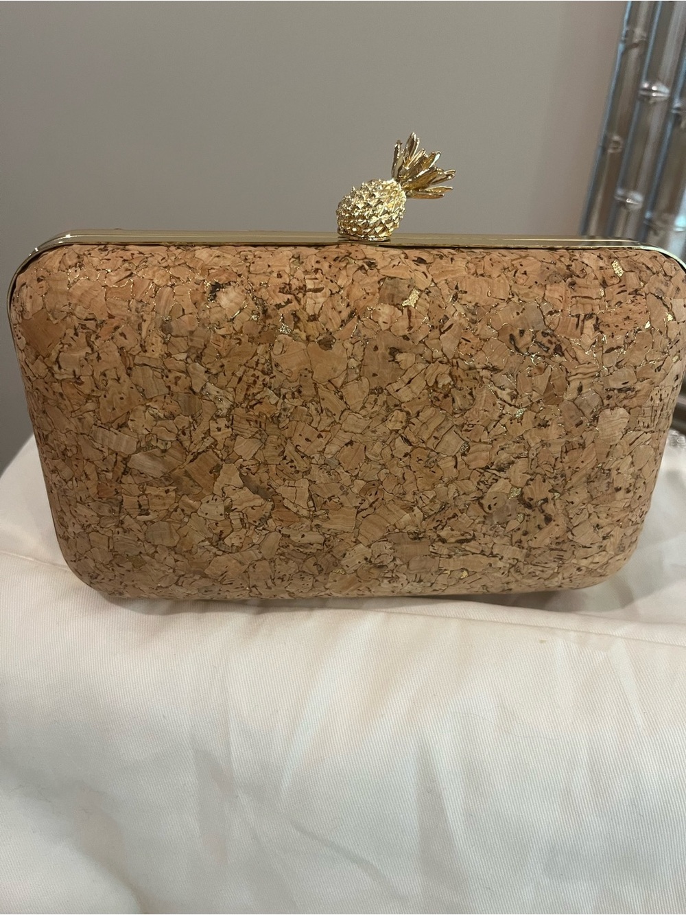 Natural Cork Pineapple Clasp Evening Clutch